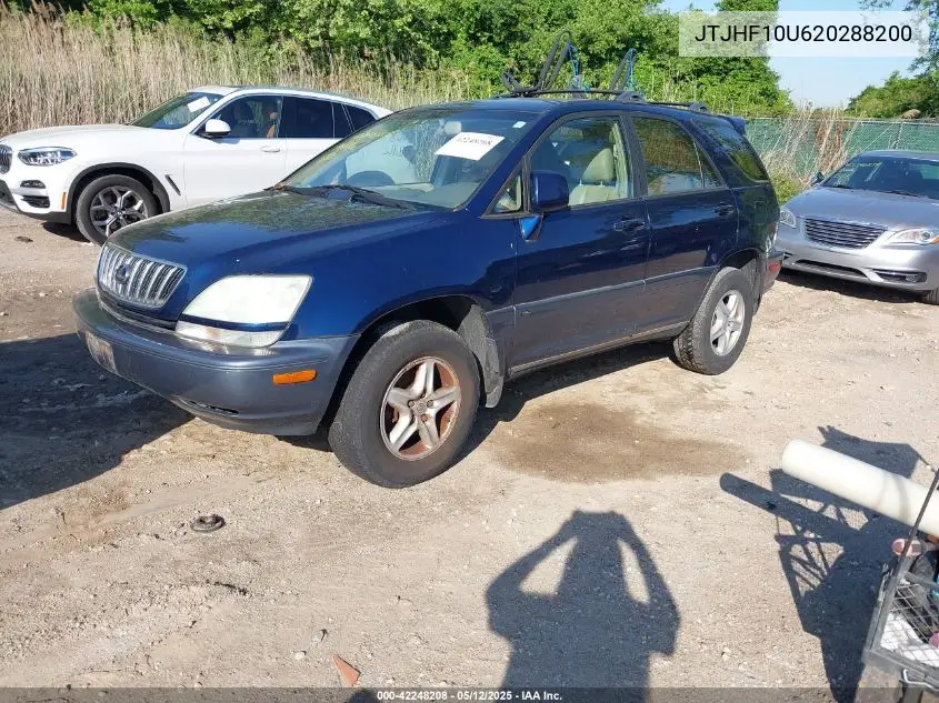 2002 Lexus Rx 300 VIN: JTJHF10U620288200 Lot: 42248208