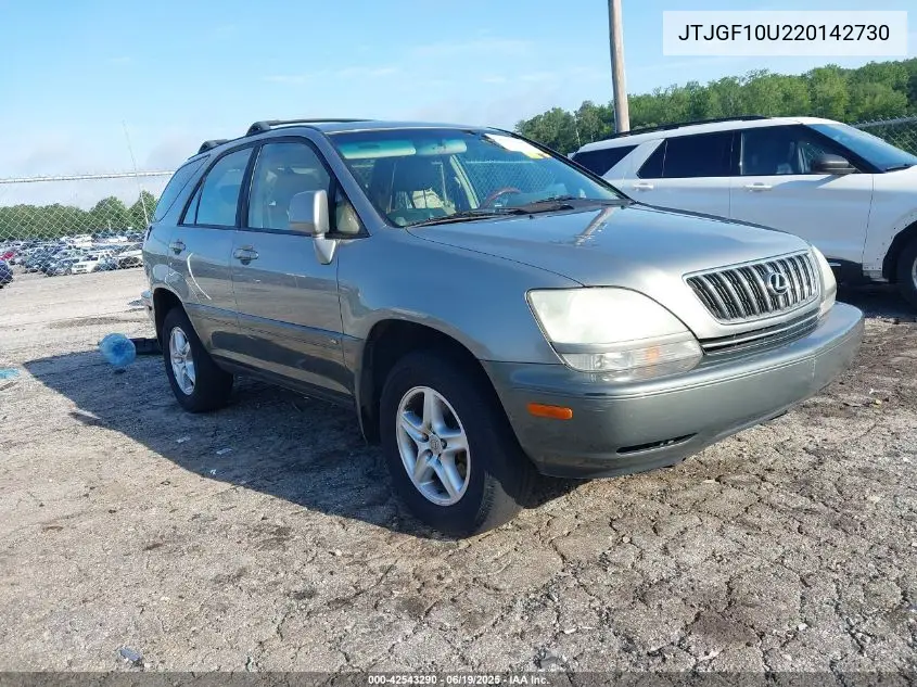 2002 Lexus Rx 300 VIN: JTJGF10U220142730 Lot: 42543290