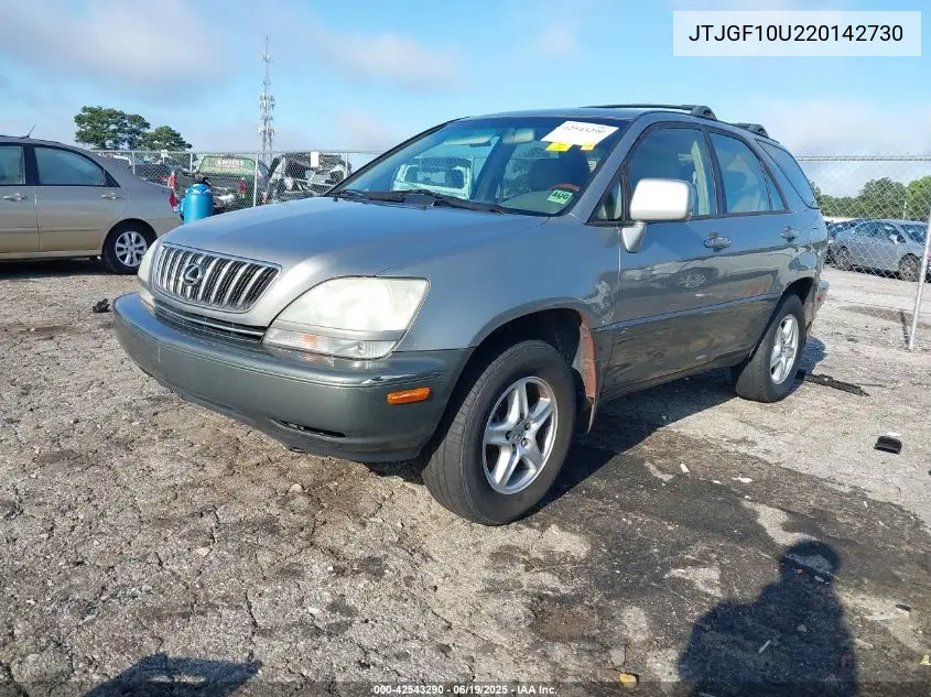 2002 Lexus Rx 300 VIN: JTJGF10U220142730 Lot: 42543290