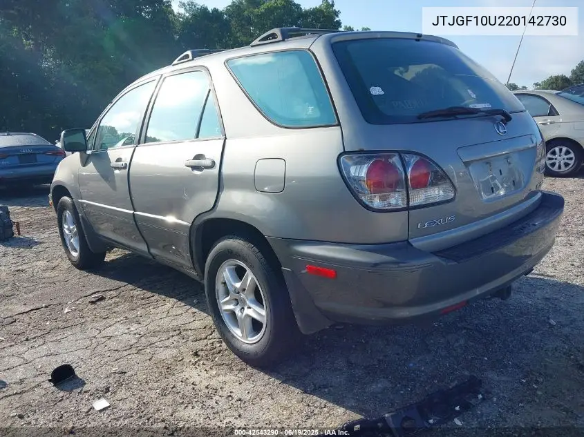 2002 Lexus Rx 300 VIN: JTJGF10U220142730 Lot: 42543290