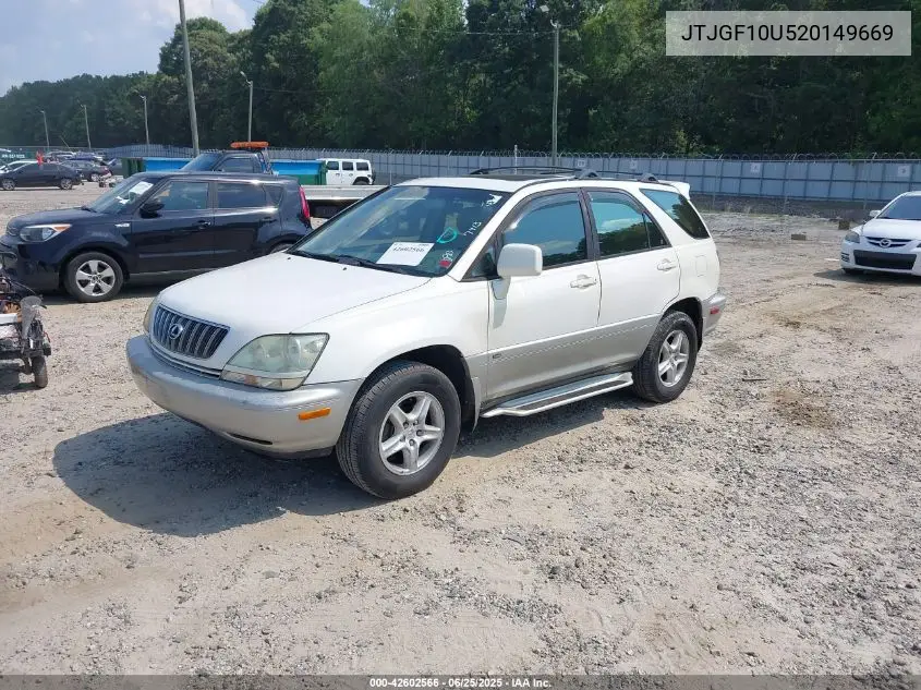2002 Lexus Rx 300 VIN: JTJGF10U520149669 Lot: 42602566