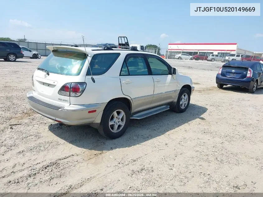 2002 Lexus Rx 300 VIN: JTJGF10U520149669 Lot: 42602566