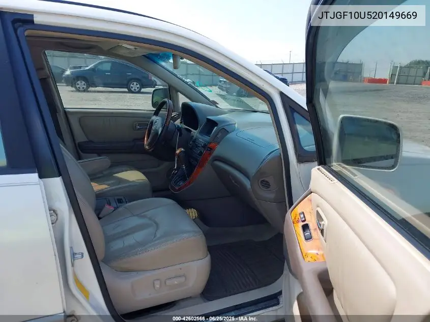 2002 Lexus Rx 300 VIN: JTJGF10U520149669 Lot: 42602566