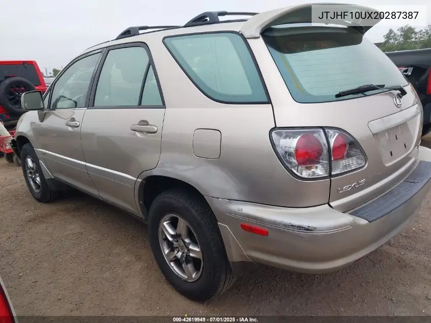 2002 Lexus Rx 300 VIN: JTJHF10UX20287387 Lot: 42619949