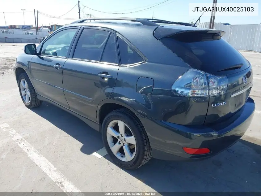 2004 Lexus Rx 330 VIN: JTJGA31UX40025103 Lot: 42221991