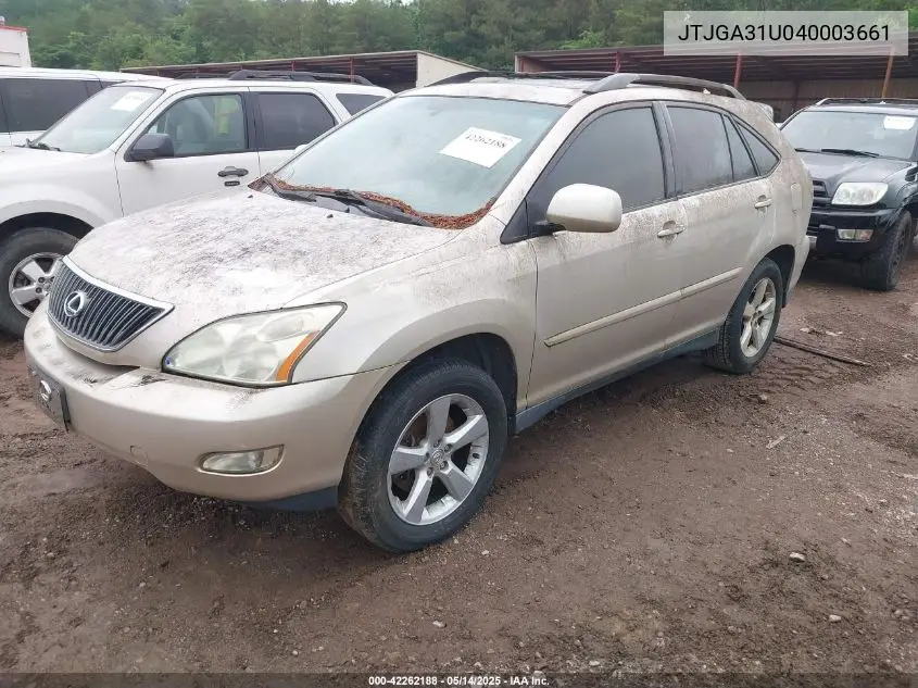 2004 Lexus Rx 330 VIN: JTJGA31U040003661 Lot: 42262188