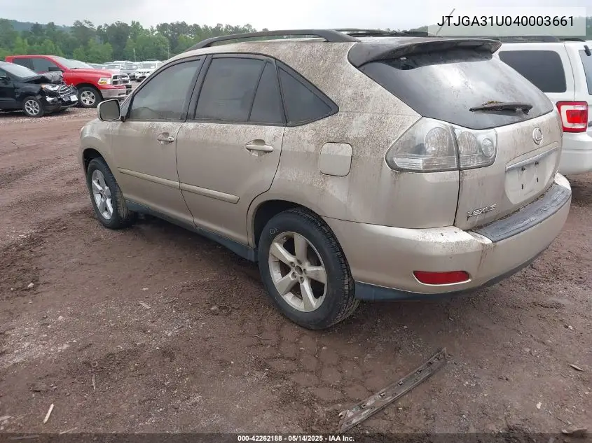 2004 Lexus Rx 330 VIN: JTJGA31U040003661 Lot: 42262188