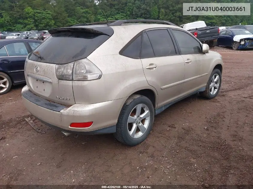 2004 Lexus Rx 330 VIN: JTJGA31U040003661 Lot: 42262188