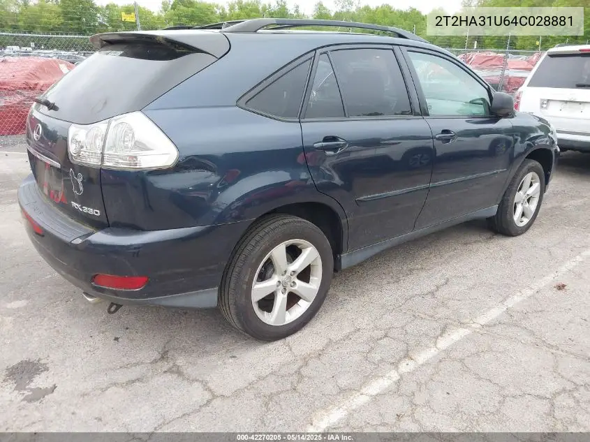 2004 Lexus Rx 330 VIN: 2T2HA31U64C028881 Lot: 42270205