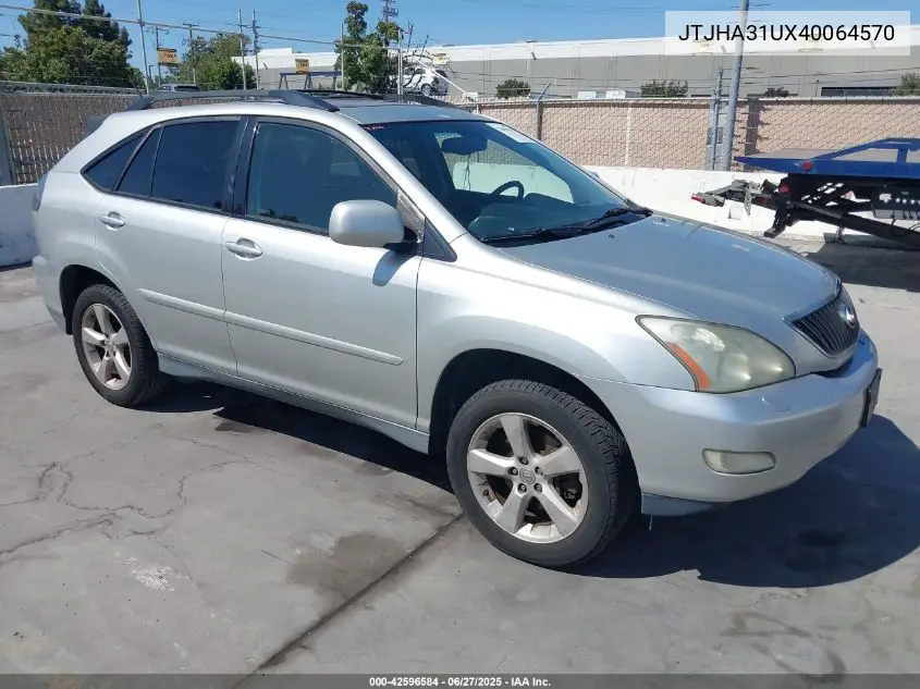 2004 Lexus Rx 330 VIN: JTJHA31UX40064570 Lot: 42596584