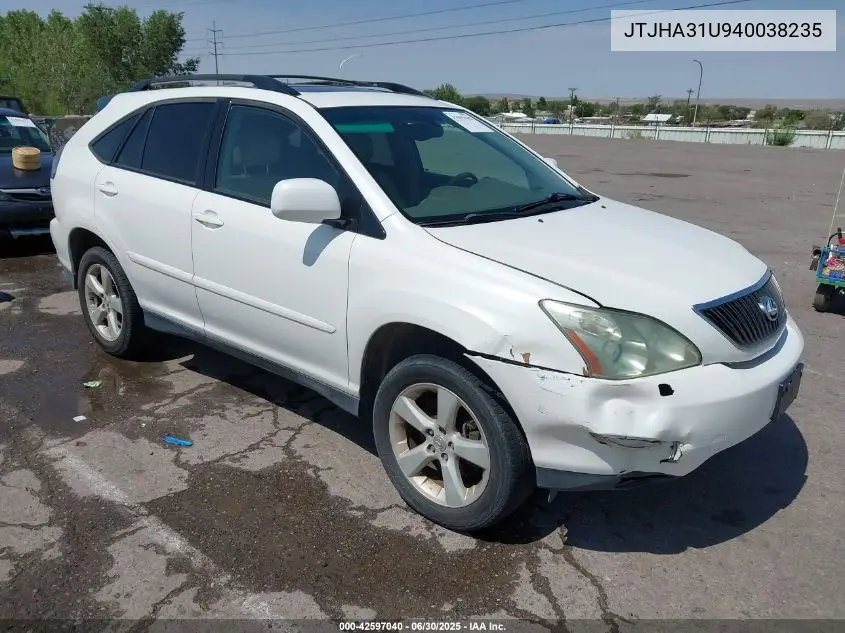 2004 Lexus Rx 330 VIN: JTJHA31U940038235 Lot: 42597040