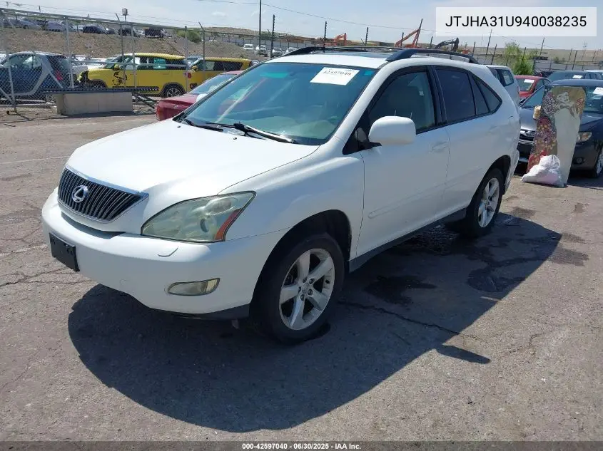 2004 Lexus Rx 330 VIN: JTJHA31U940038235 Lot: 42597040