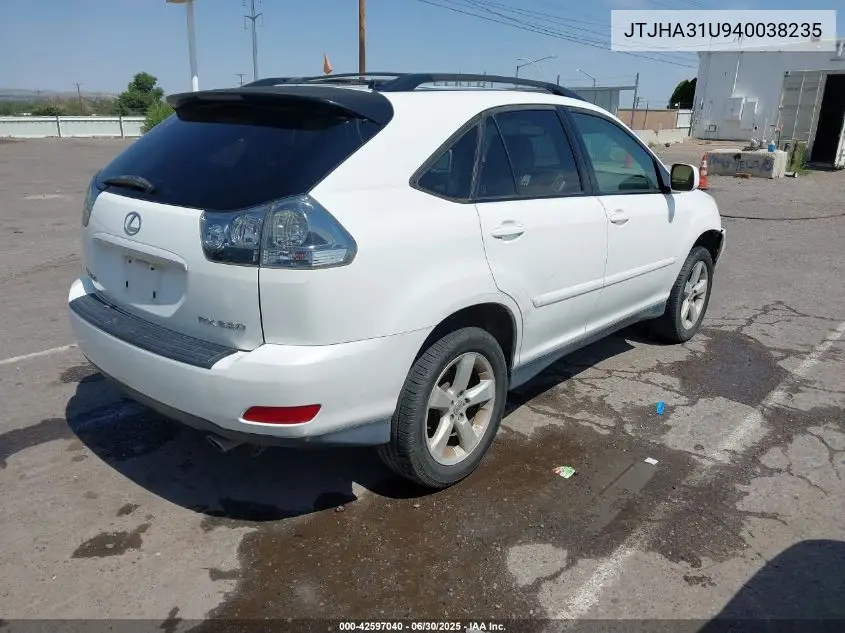 2004 Lexus Rx 330 VIN: JTJHA31U940038235 Lot: 42597040