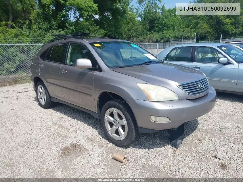 2005 Lexus Rx 330 VIN: JTJHA31U050092699 Lot: 42621606