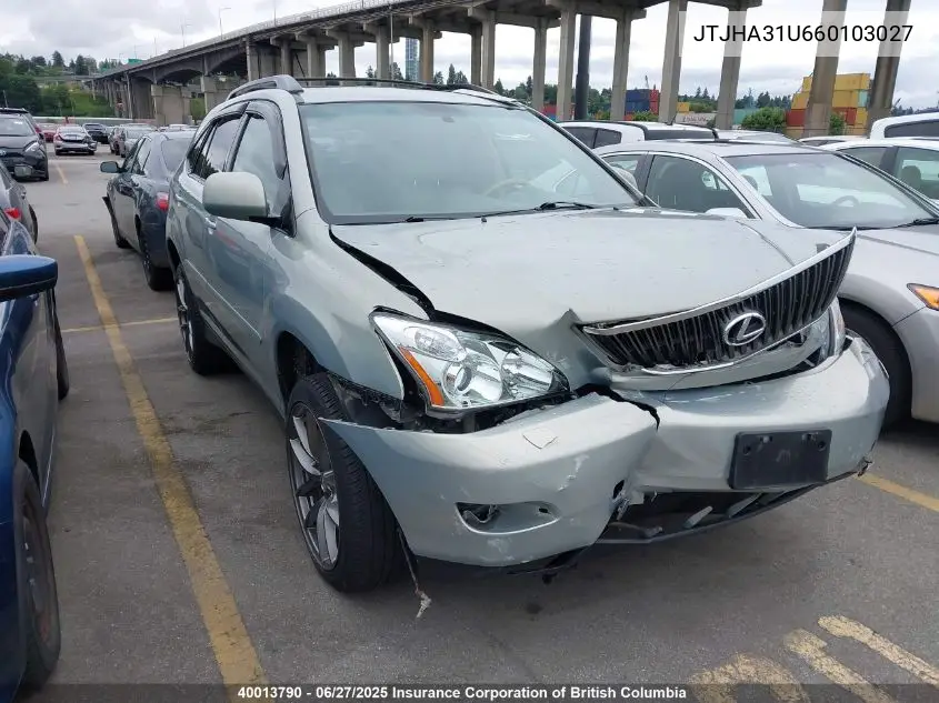 2006 Lexus Rx 330 VIN: JTJHA31U660103027 Lot: 40013790