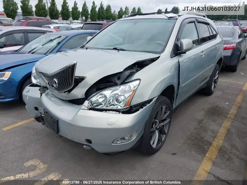 2006 Lexus Rx 330 VIN: JTJHA31U660103027 Lot: 40013790
