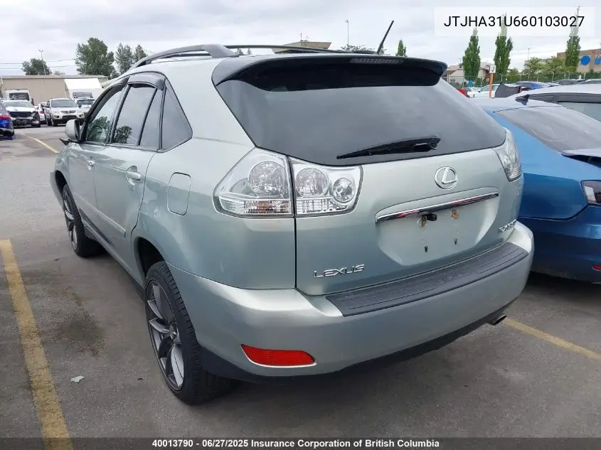 2006 Lexus Rx 330 VIN: JTJHA31U660103027 Lot: 40013790