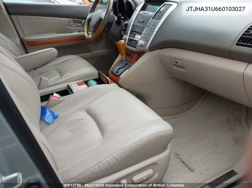 2006 Lexus Rx 330 VIN: JTJHA31U660103027 Lot: 40013790