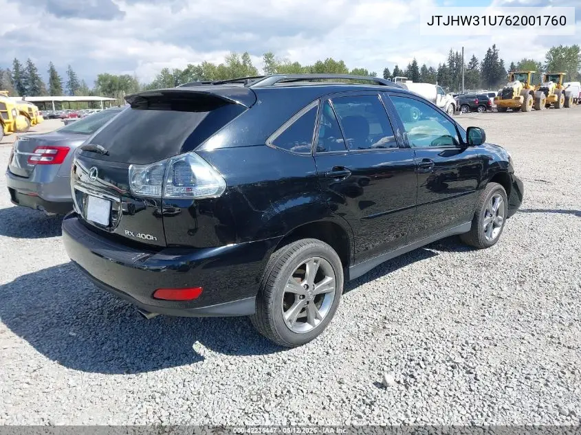 2006 Lexus Rx 400H VIN: JTJHW31U762001760 Lot: 42235447