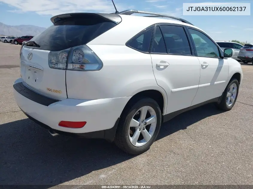 2006 Lexus Rx 330 VIN: JTJGA31UX60062137 Lot: 42243991