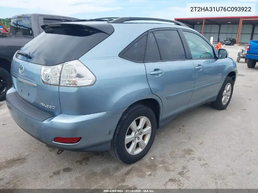 2006 Lexus Rx 330 VIN: 2T2HA31U76C093922 Lot: 42681684