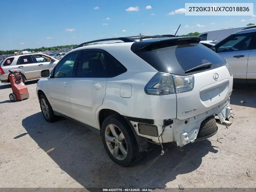 2007 Lexus Rx 350 VIN: 2T2GK31UX7C018836 Lot: 42237775