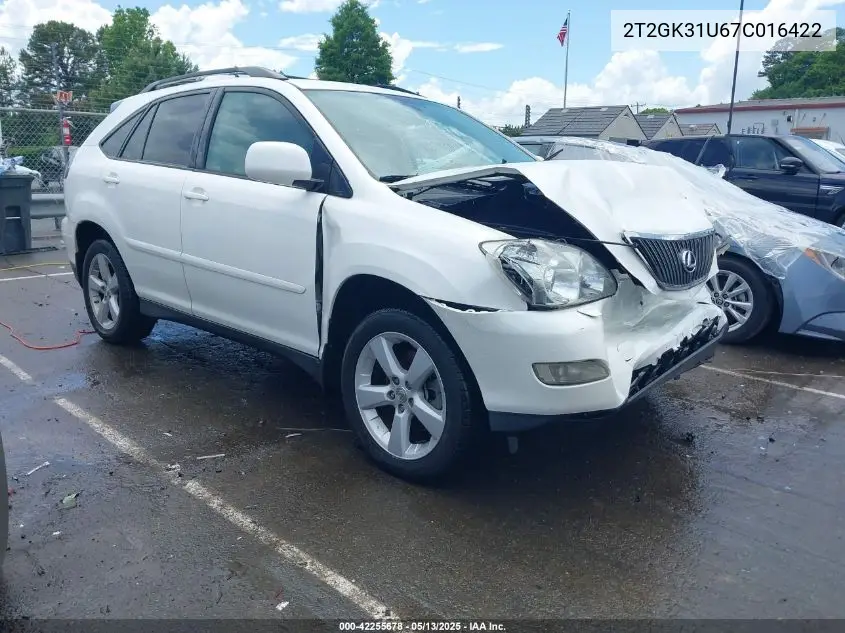 2007 Lexus Rx 350 VIN: 2T2GK31U67C016422 Lot: 42255678