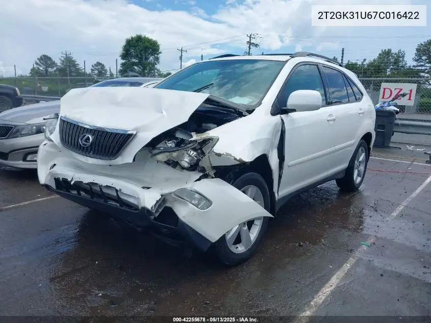 2007 Lexus Rx 350 VIN: 2T2GK31U67C016422 Lot: 42255678