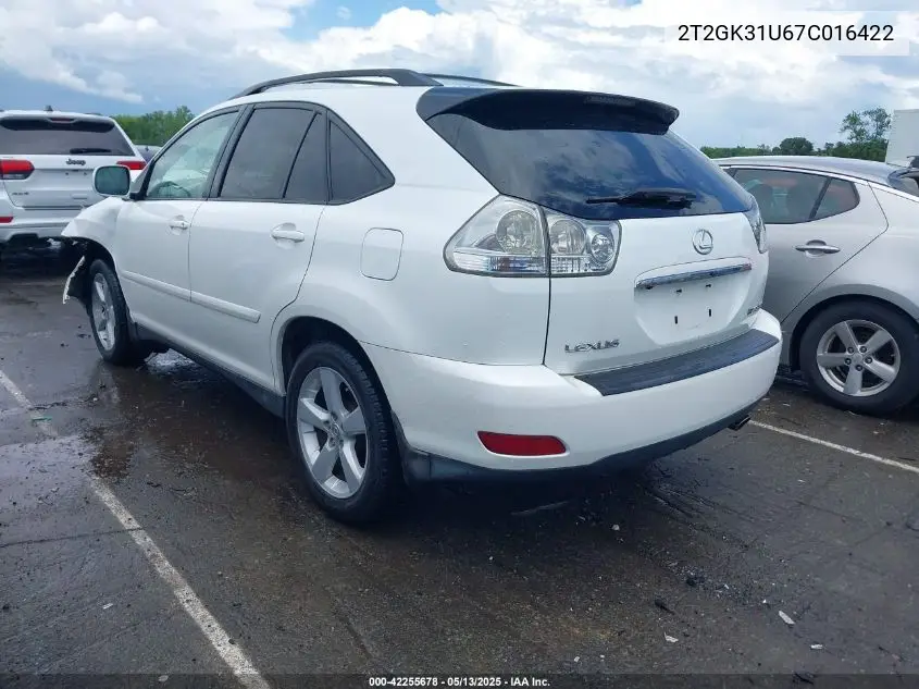 2007 Lexus Rx 350 VIN: 2T2GK31U67C016422 Lot: 42255678