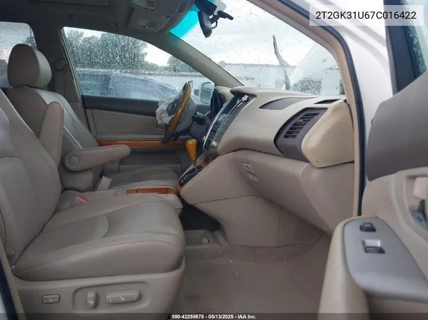 2007 Lexus Rx 350 VIN: 2T2GK31U67C016422 Lot: 42255678