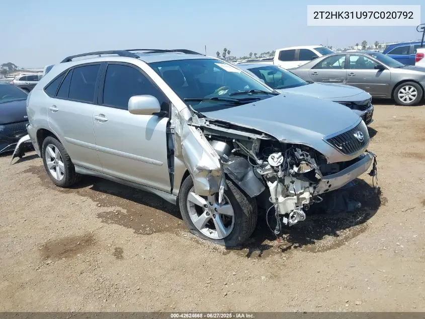 2007 Lexus Rx 350 VIN: 2T2HK31U97C020792 Lot: 42624668