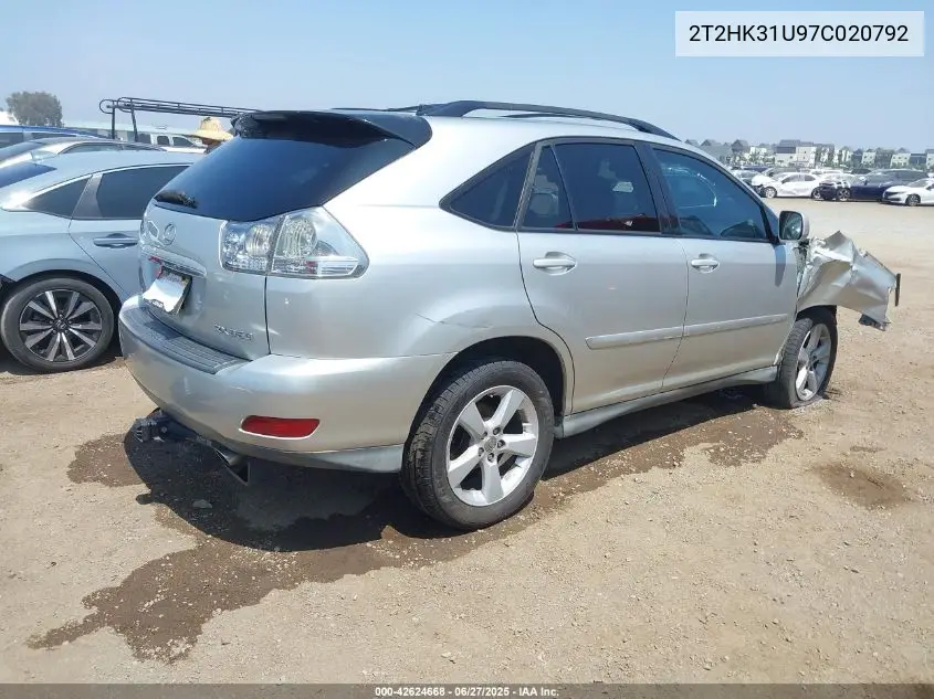 2007 Lexus Rx 350 VIN: 2T2HK31U97C020792 Lot: 42624668