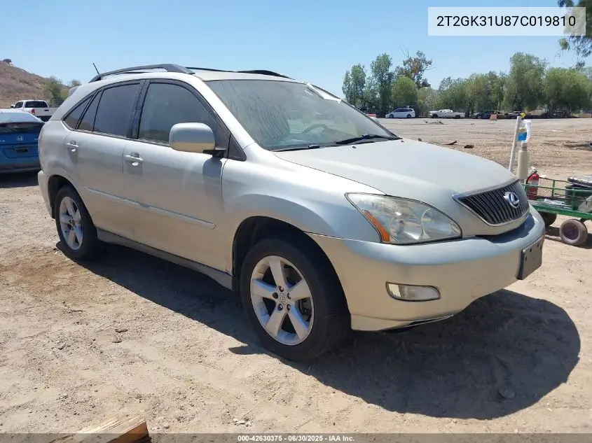 2007 Lexus Rx 350 VIN: 2T2GK31U87C019810 Lot: 42630375
