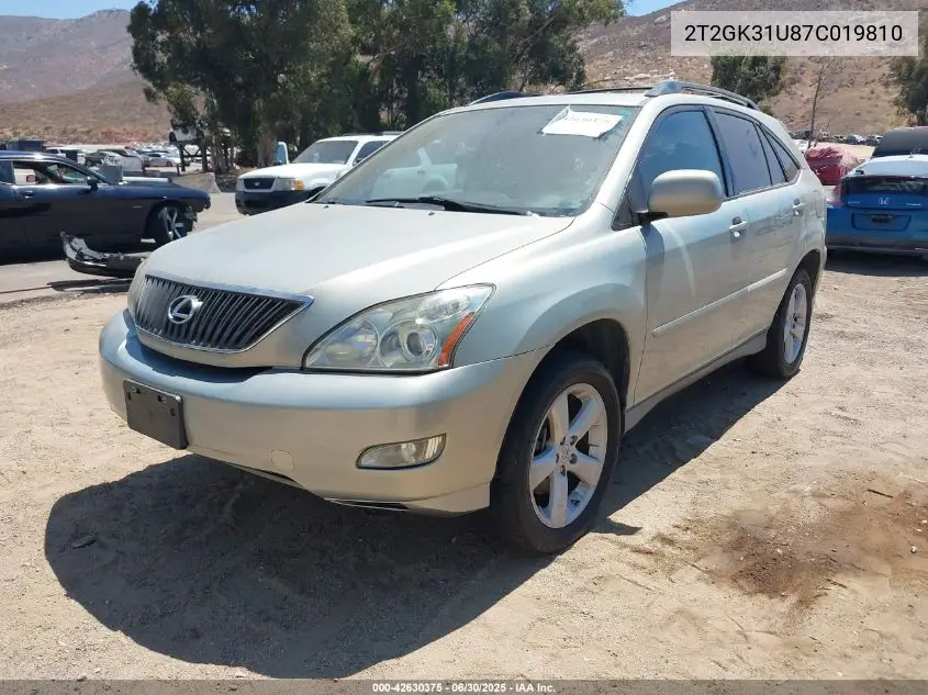 2007 Lexus Rx 350 VIN: 2T2GK31U87C019810 Lot: 42630375