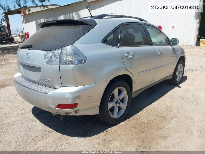2007 Lexus Rx 350 VIN: 2T2GK31U87C019810 Lot: 42630375