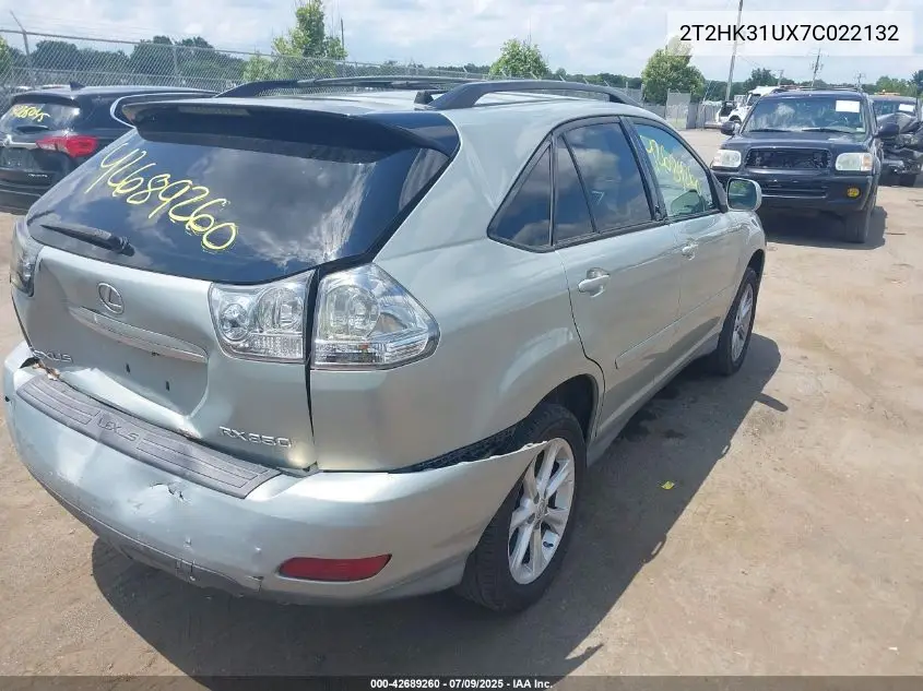 2007 Lexus Rx 350 VIN: 2T2HK31UX7C022132 Lot: 42689260