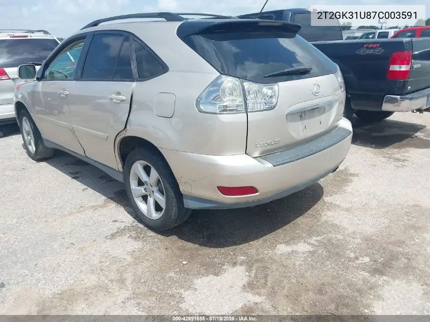 2007 Lexus Rx 350 VIN: 2T2GK31U87C003591 Lot: 42691556