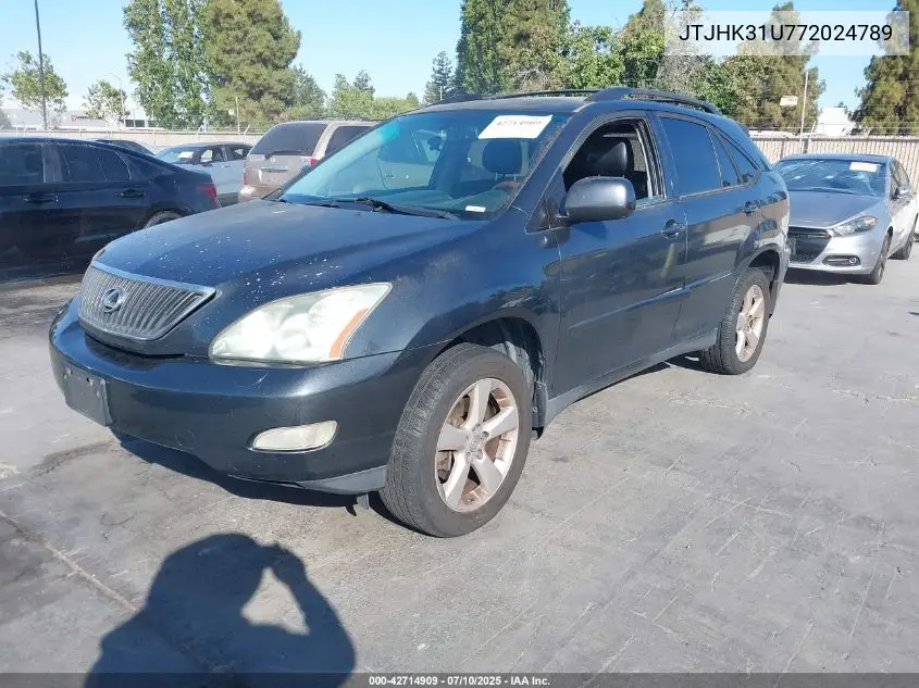 2007 Lexus Rx 350 VIN: JTJHK31U772024789 Lot: 42714909