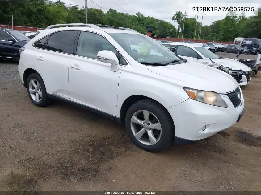 2010 Lexus Rx 350 VIN: 2T2BK1BA7AC058575 Lot: 42602120