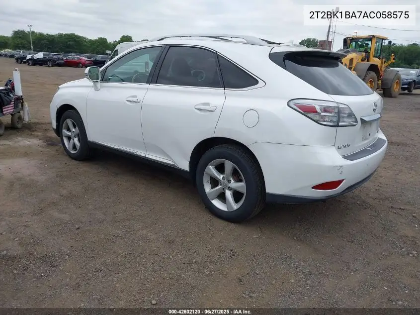 2010 Lexus Rx 350 VIN: 2T2BK1BA7AC058575 Lot: 42602120
