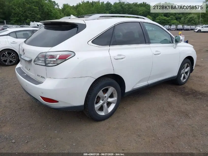 2010 Lexus Rx 350 VIN: 2T2BK1BA7AC058575 Lot: 42602120