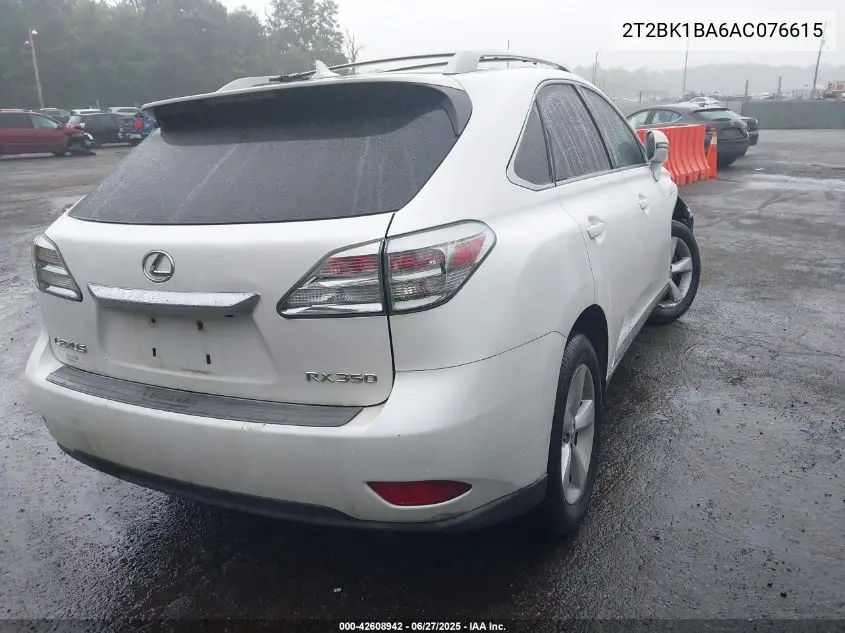 2010 Lexus Rx 350 VIN: 2T2BK1BA6AC076615 Lot: 42608942