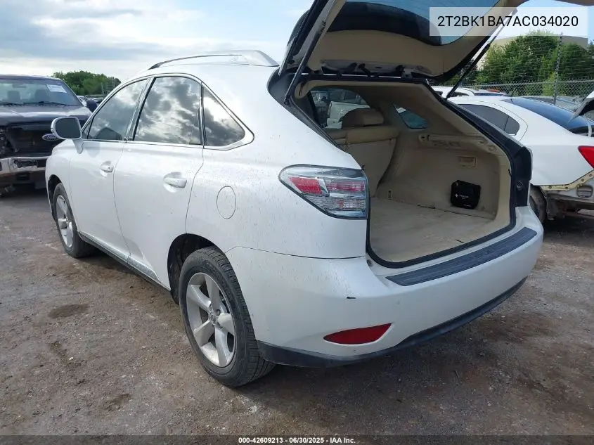 2010 Lexus Rx 350 VIN: 2T2BK1BA7AC034020 Lot: 42609213