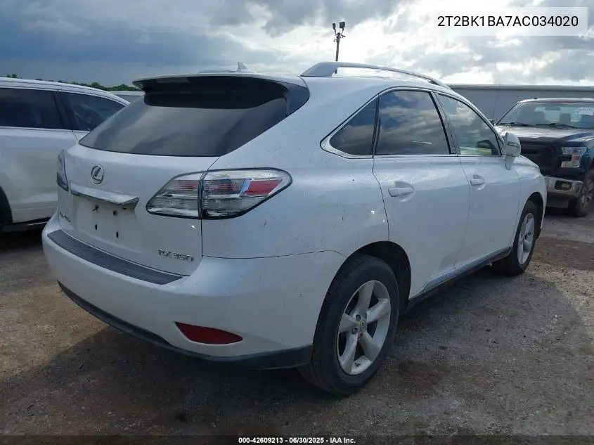 2010 Lexus Rx 350 VIN: 2T2BK1BA7AC034020 Lot: 42609213