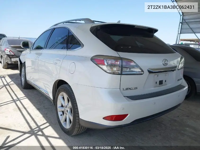2011 Lexus Rx 350 VIN: 2T2ZK1BA3BC062431 Lot: 41830116