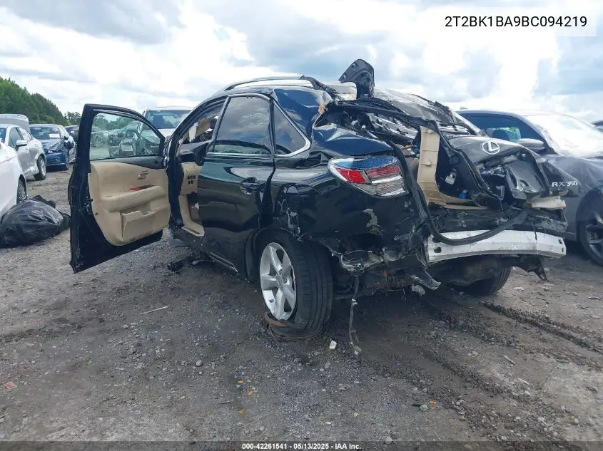 2011 Lexus Rx 350 VIN: 2T2BK1BA9BC094219 Lot: 42261541