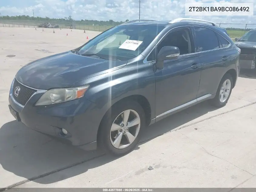 2011 Lexus Rx 350 VIN: 2T2BK1BA9BC086492 Lot: 42577888