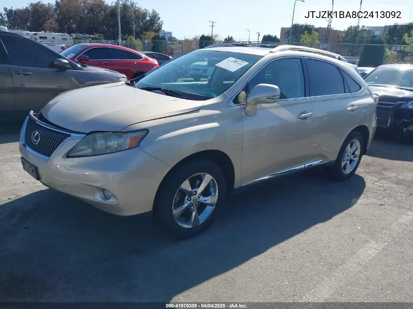 2012 Lexus Rx 350 VIN: JTJZK1BA8C2413092 Lot: 41970309