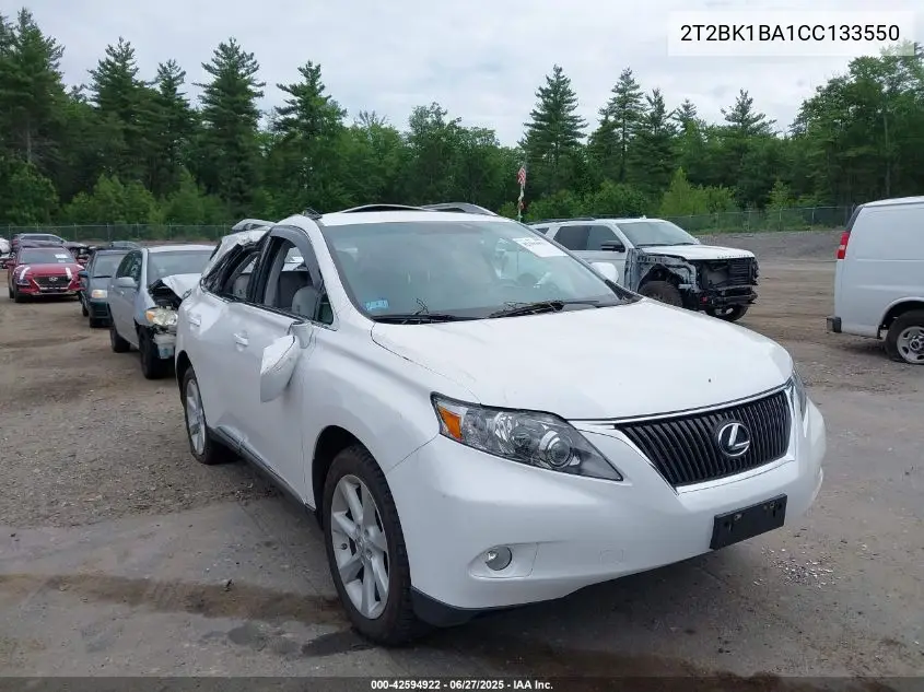 2012 Lexus Rx VIN: 2T2BK1BA1CC133550 Lot: 42594922