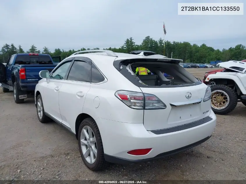2012 Lexus Rx VIN: 2T2BK1BA1CC133550 Lot: 42594922